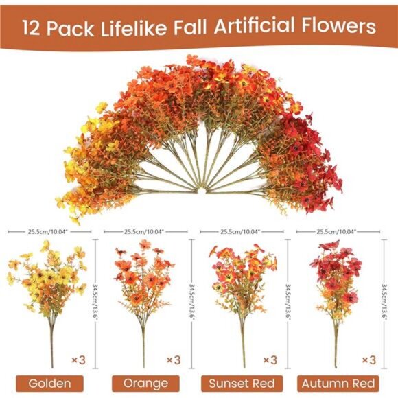 Artificial Fall Flowers for Decoration Fake Flowers Outdoor Artificial Plants - Picture 5 of 7